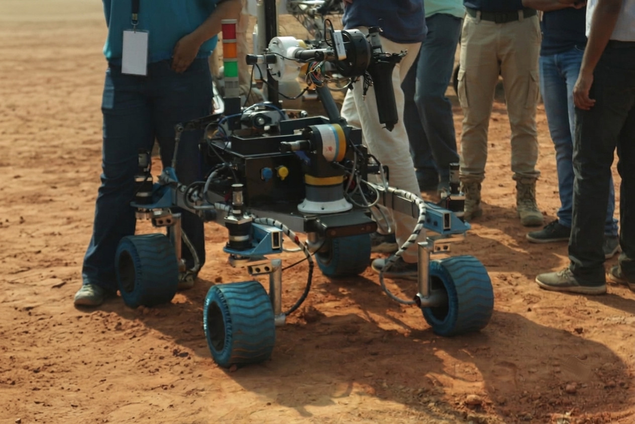 Mars rover on simulated terrain — Asian Rover Challenge 2026