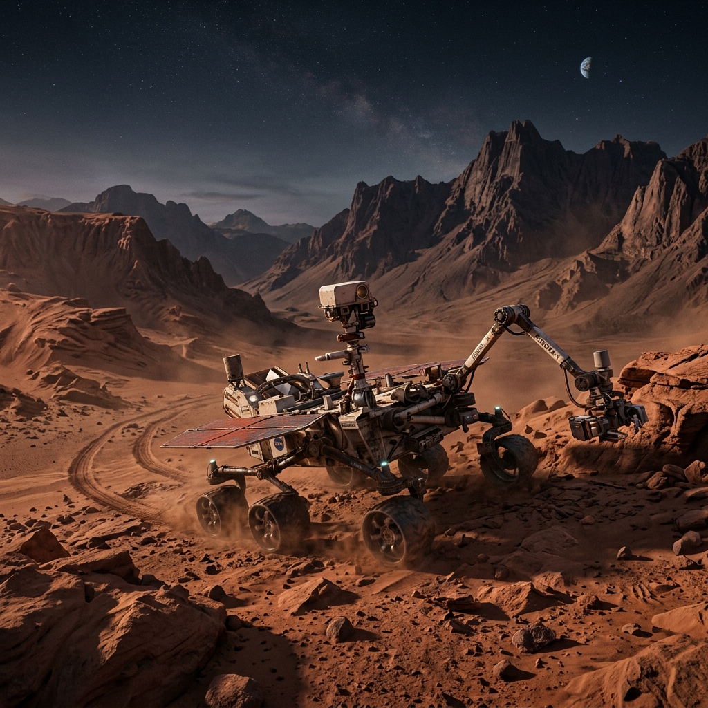 Mars Rover on terrain