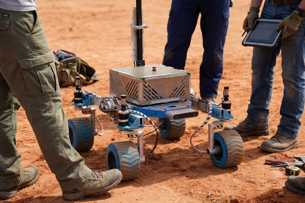 Student teams operating rovers at AsRC space robotics competition